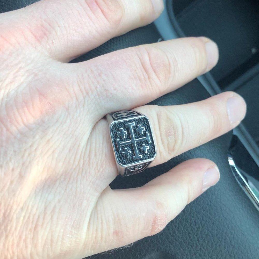 🆕Jerusalem Cross Stainless Steel Ring - Picture 4 of 4